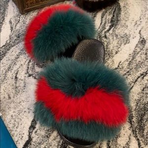 Fox real fur slipper